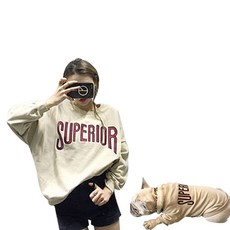 SUPERIOR印花狗狗主人情侶裝, 淺褐色