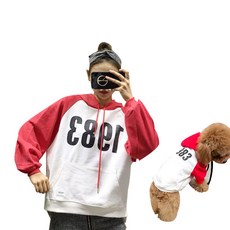 GYAPET 數字印花連帽長袖T恤+寵物款, 紅色