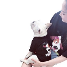 GYAPET S&H 家庭寵物親子裝-狗狗圖案款T恤, 黑色