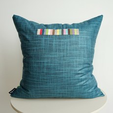 亞麻彩色條紋靠枕, 綠松石蘋果薄荷