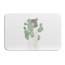 Super Six植物插圖快速乾燥珪藻土浴室地墊 水彩畫 39*60cm, 6, 1個