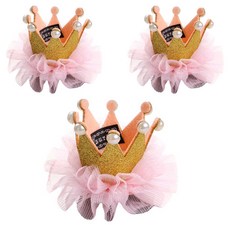아리코 DrMini 양이&아지 레이스 공주왕관 티아라 머리핀, 골드, 3개