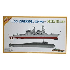 DRAGON 1/700 USS Ingersoll DD-990 + DELTA III SSBN 塑料模型 DML0224, 1個