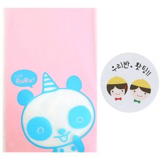 黃氏便當 熊貓非黏貼美味袋 100入 + 我們班加油黃色帽子貼紙 100入, 1套