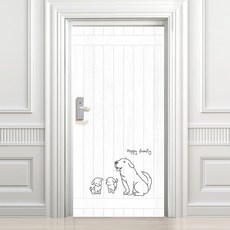 Design Soopul 玄關門貼 뽀삐家族 高級木紋, 白色
