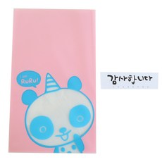 黃氏便當 無封口Yummy熊貓袋 50入 + 手寫字體謝謝白色貼紙 50入, 1套