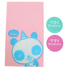 黃氏便當 無黏性美味袋 熊貓 30入 + 手寫風圓形貼紙 老師請享用 粉紅色 15入 + 薄荷綠 15入, 1套