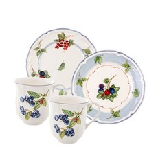 빌레로이앤보흐 코티지 샐러드접시 머그 세트, 1세트, 샐러드접시 2p + 머그 2p