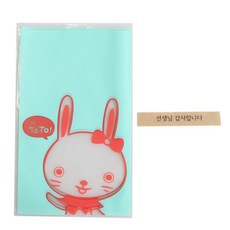 黃家便當 無黏膠Yummy袋 兔子 100入 + 牛皮紙貼紙 老師謝謝您 100入, 1套