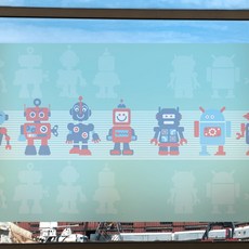 Mungki World 高級彩色霧面貼 + 刮板, 兒童機器人 02