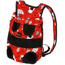 댕댕이주식회사 반려동물 휴대 프론트백, 토끼 레드, 1개