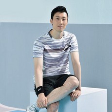 YONEX 男款運動短袖上衣 83TS017MGY+運動短褲 81PH005MBK