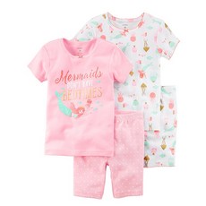 카터스 여아용 인어 면 반팔 잠옷 상하의 2종 세트