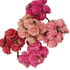 페이퍼블라섬 open rose mixed red W F pink 북아트재료saa253 25mm, 혼합 색상, 50개입