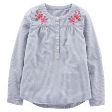 오시코시비고시 여아용 플로럴 긴팔 블라우스