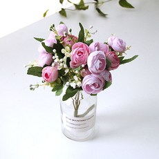 리버그린 조화 러블리 라넌 꽃화병 세트, 핑크, 1세트