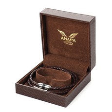 ANAPA KOREA 男士皮革項鍊棕色, 1個