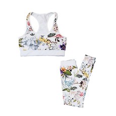 DM I Love Fit女款花朵圖案瑜珈服上下套裝