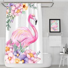 簡潔紅鶴系列浴簾 B, 1個, 粉色系, B款