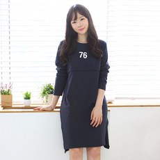 PANG PANG SHOP 孕婦76印花長袖連身裙