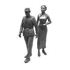 YUFANMODEL YF202 1/35軍事人物模型 二戰ROC軍官與妻子 2個模型 未上色, 1套