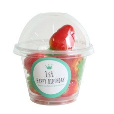 에이치씨엔 투명머핀컵 소 50p + 돔뚜껑 50p + 첫돌 스티커 파스텔민트 50p, 1세트