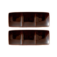 오다도기 프리토 3절 접시, 다크브라운, 2개입