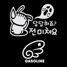 JEJEDECO 車用反光貼紙 新手駕駛貼紙 覺得鬱悶嗎我快瘋了兔子 + 油箱蓋天使翅膀 左側 汽油, 白色, 1套