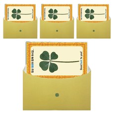 LUCKY7DAYSI 幸運四葉草護身符卡片+信封組, 防止破產, 4組
