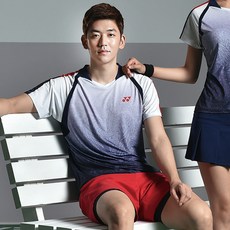 YONEX 男款圓領羽毛球襯衫 83TS005MGY+短褲 1550CSLR