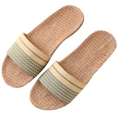 THE ZAKKA 花紋亞麻室內拖鞋, 綠色, 1組