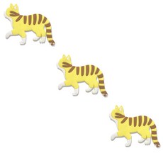 ANTS 貓咪造型冰箱磁鐵掛鉤 3入, 黃色條紋