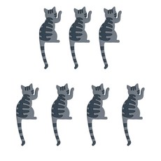 ANTS 貓咪造型冰箱磁鐵掛鉤 7入, 條紋灰色