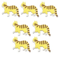 ANTS 貓咪造型冰箱磁鐵掛鉤 7入, 黃色條紋