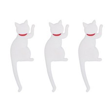 ANTS 貓咪造型冰箱磁鐵掛鉤 3入, 白色的