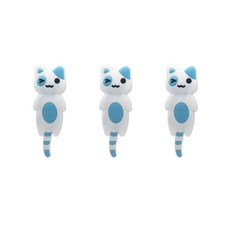 앤티스 주방용품 후크 타입 정면 고양이 냉장고 자석, 블루 윙크, 3개입
