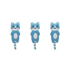 앤티스 주방용품 후크 타입 정면 고양이 냉장고 자석, 블루, 3개입