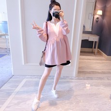 스위트나인 임부복 V넥 레이어드 롱슬리브 블라우스