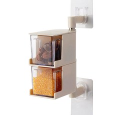 ANTS 壁掛式雙層旋轉收納調味盒 米色, 1個