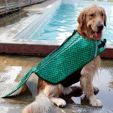 狗狗寵物魚類救生衣, 綠色, 1件