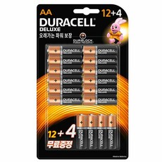 듀라셀 디럭스 알카라인 건전지 AA 12 + 4, 16개입, 1개
