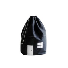 Super Six 小房子棉質帆布收納袋, 小黑色, 1個