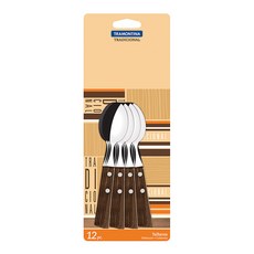 TRAMONTINA 木柄茶匙, 混色, 12入