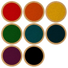 大家的工廠 Color in 軟木杯墊 杯墊 圓形 C 8入組, 8種, 8個