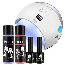Puku 36 瓦美甲燈套組, Top Gel 10g + Gel Cleaner + Base Gel 5g + Jelly Mover + Gel Lamp, 1套