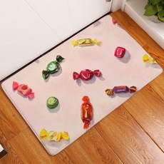 슈퍼식스 상큼하고 달콤한 후르츠 캔디 일러스트 플란넬 발 매트, 09