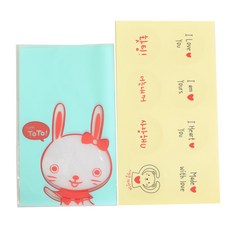 黃氏便當 無黏性美味袋 兔子 100入 + 情人訊息貼紙 透明 100入, 1套