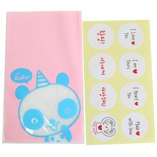 황씨네도시락 비접착 야미봉투 팬더 100p + 연인 메시지 스티커 화이트 100p, 1세트