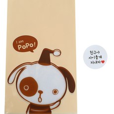 Hwangssinaedosirak 無黏性美味袋 小狗 50入 + 白色圓形貼紙 朋友呀 和睦相處吧 50入, 1套