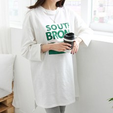 BONBONSTORY 孕婦英文印花長袖連身裙